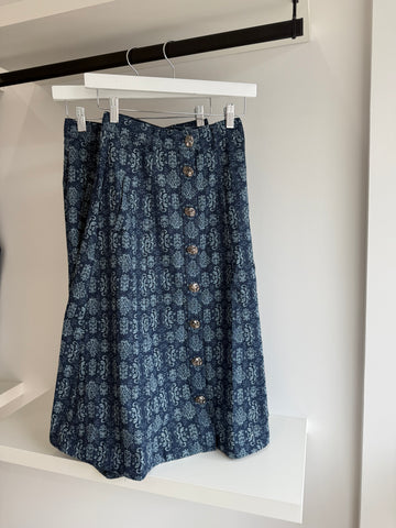 Steph Fleur de Lis Long Denim Skirt