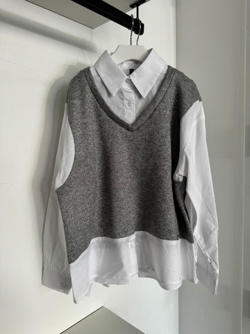 Manila Grace White Blouse & Sweater Combo