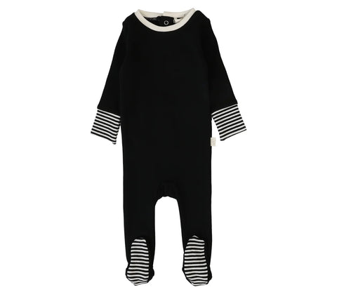 Lil Legs Analogie Black/Cream Striped Cuff Footie
