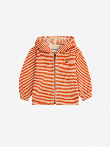 Bobo Choses Baby Orange Stripes Terry Zip Hoodie