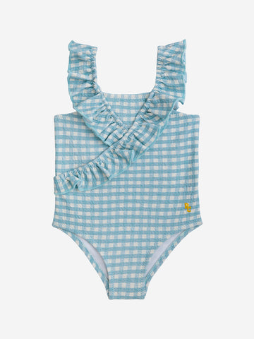 Bobo Choses Baby Aqua Vichy Ruffle Swimsuit