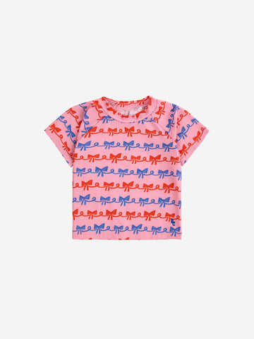 Bobo Choses Baby Pink Ribbon Bow Swim Top + Ruffle Culotte