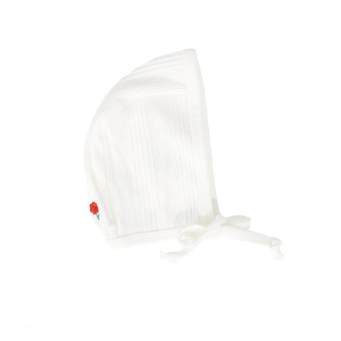Lil Legs Winter White Multirib Flower Bonnet