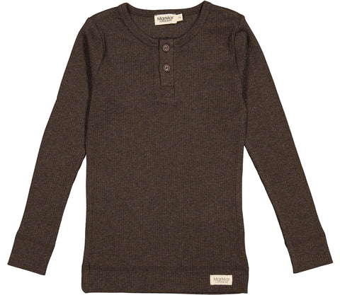 Marmar Copenhagen Deep Chocolate Melange Henley Ribbed Legging Set