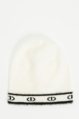 Twinset Off White Logo Knit Hat