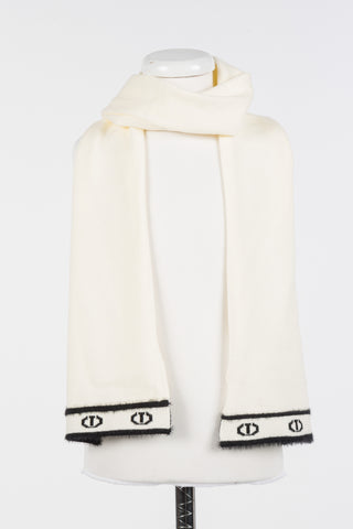 Twinset Off White Logo Knit Scarf