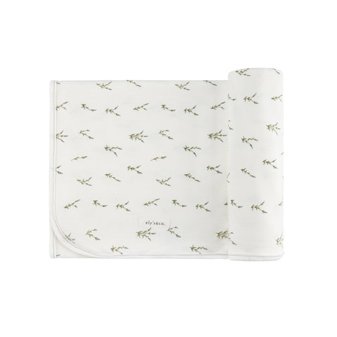 Ely's & Co Ivory/Blue Lilac Blanket