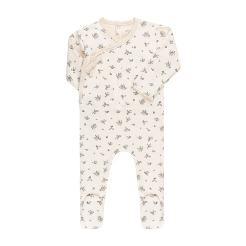 Ely's & Co Emerald Elderberry Leaf Brushed Cotton Footie