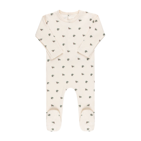Ely's & Co Plum on Ivory Olive Waffle Footie