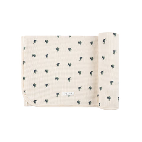 Ely's & Co Navy on Ivory Olive Waffle Blanket