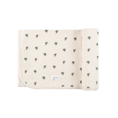 Ely's & Co Plum on Ivory Olive Waffle Blanket