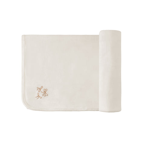 Aurora Ivory/Pink Embroidered Velour Collar Blanket