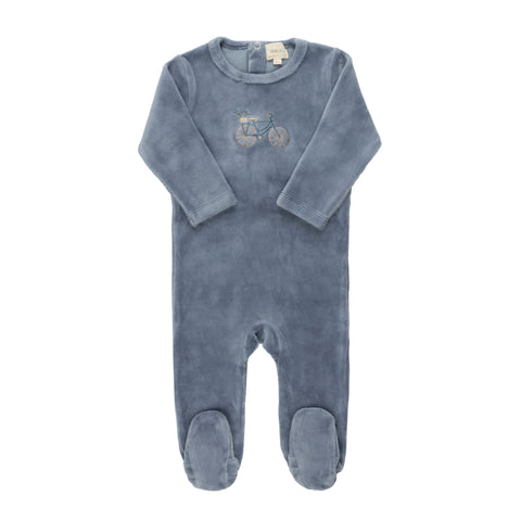 Aurora Blue Velour Bicycle Footie