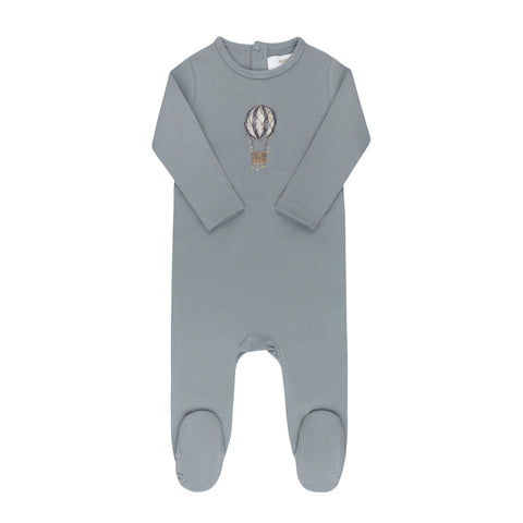 Aurora Blue French Terry Hot Air Balloon Footie