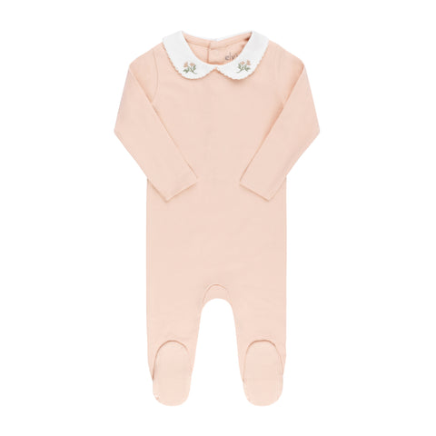 Ely's & Co Pink Embroidered Collar Footie