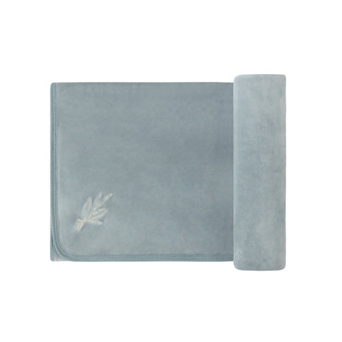 Ely's & Co Blue Velour Center Floral Blanket