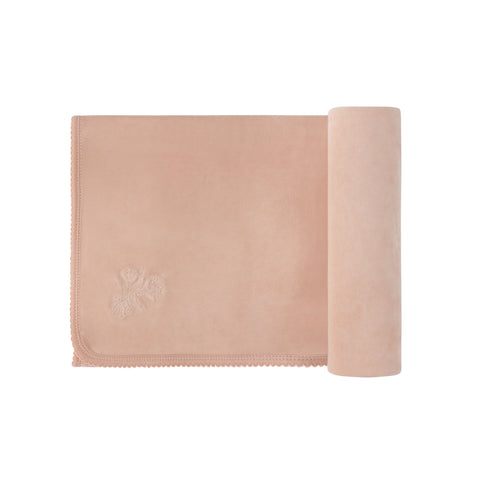 Ely's & Co Pink Velour Center Floral Blanket