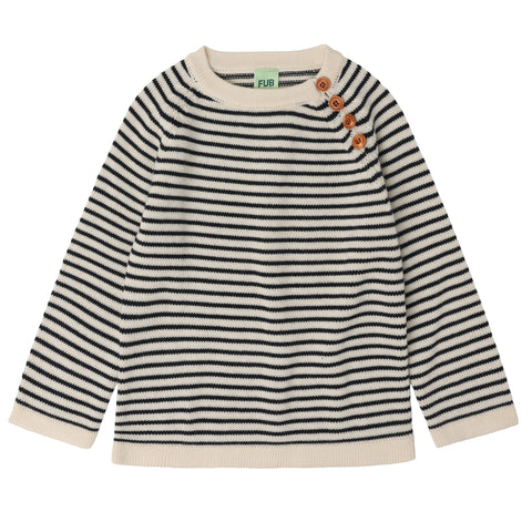 FUB Ecru/Dark Navy Striped Sweater