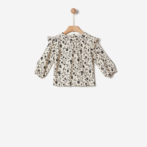 Yell-Oh Baby Egg Nog Jacquard Roses Blouse