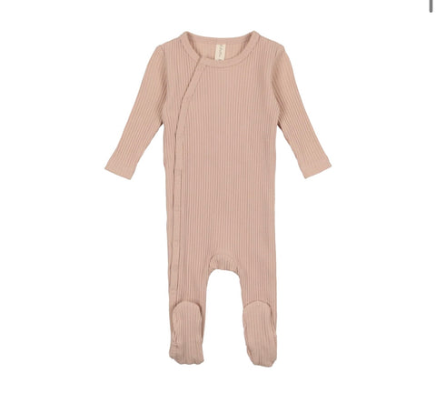Lilette Blush Side Snap Rib Classic Footie