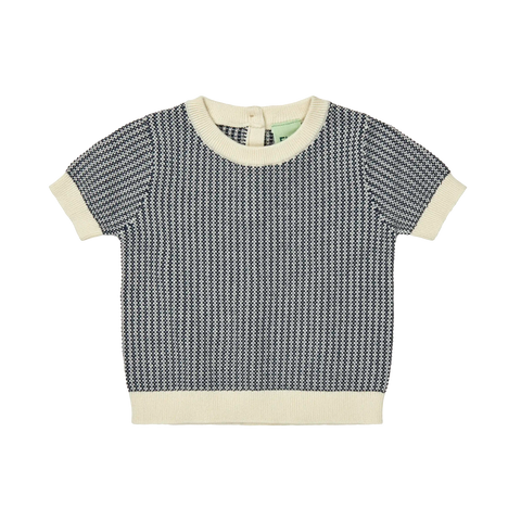 FUB Dark Navy + Ecru Knit Bi-Color Top + Bloomer Set