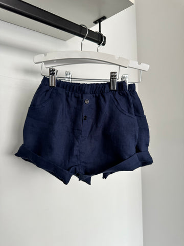 Yell-Oh Dark Blue Linen Bermuda Short