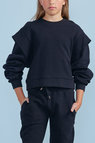 Petite Pink Black Extended Sleeve Sweat Top