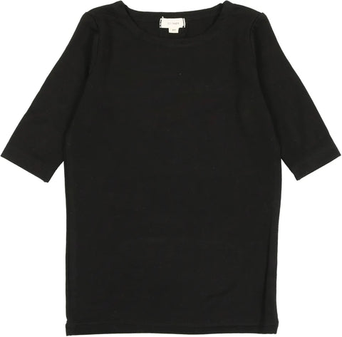 Lil Legs Black Three Quarter Sleeve Bamboo Tee