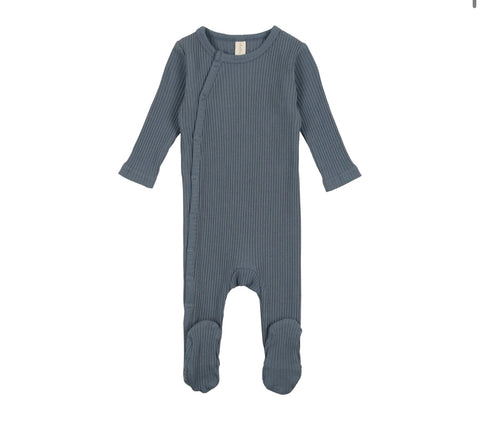 Lilette French Blue Side Snap Rib Classic Footie