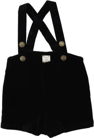 Lil Legs Analogie Black Velvet Suspender Shorts