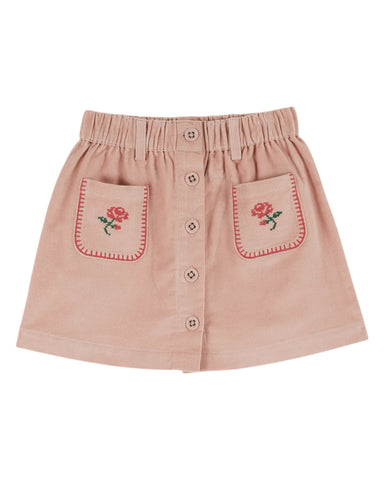 Emile et Ida Peony Embroidered Flowers Pocket Skirt