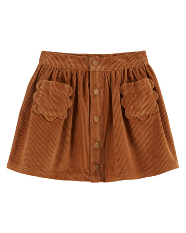 Emile et Ida Pecan Flower Pockets Velvet Skirt