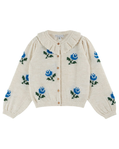 Emile et Ida Ecru Flowers Cardigan