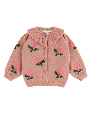 Emile et Ida Baby Rose Flowers Cardigan