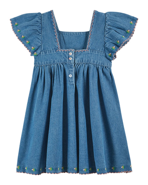 Emile et Ida Light Denim Embroidered Dress Panda and Cub Emile et Ida Light Denim Embroidered Dress Panda and Cub