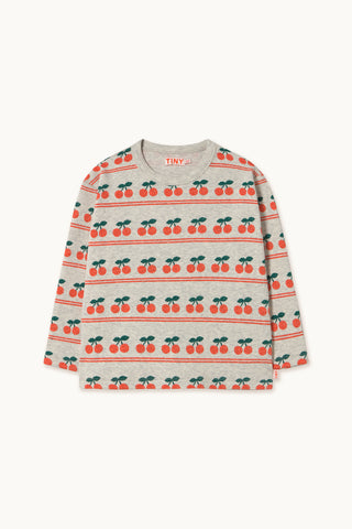 Tinycottons Grey Cherry Pattern Rib Tee