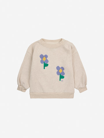 Bobo Choses Baby Beige Pansy Flower Sweatshirt
