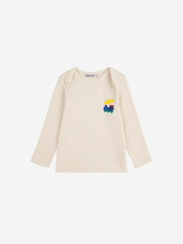 Bobo Choses Baby White Choo Choo Long Sleeve T-shirt