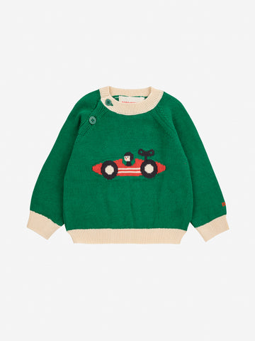 Bobo Choses Baby Off White Race Car Sweater