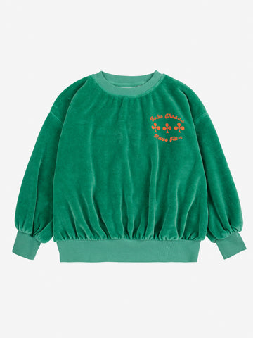 Bobo Choses Green Have Fun Velvet Sweatshirt