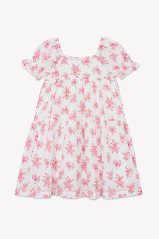 Bonton Ecru Bonton Pink Printed Georgette Dress