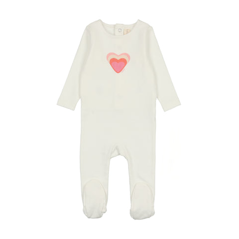 Lilette Winter White Big Heart Graphic Footie
