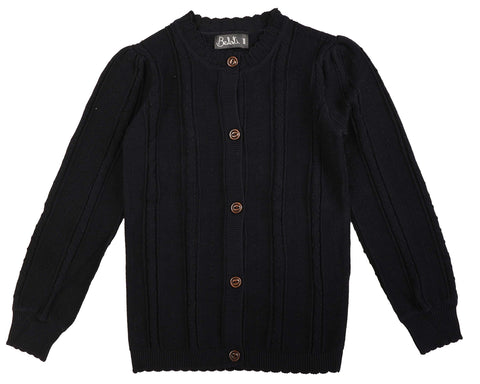 Belati Black Ribbed Pointelle Cardigan