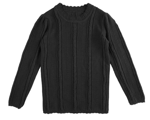 Belati Black Ribbed Pointelle Shell