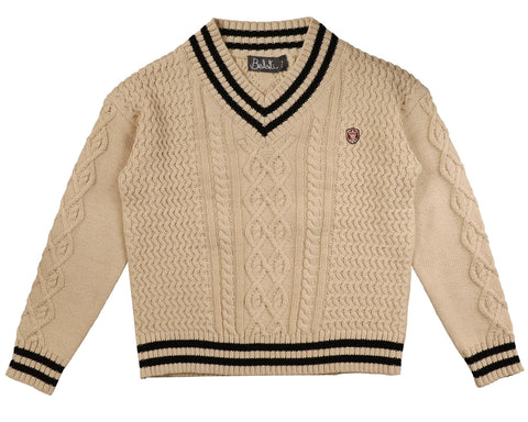 Belati Taupe Varsity Long Sleeve Knit