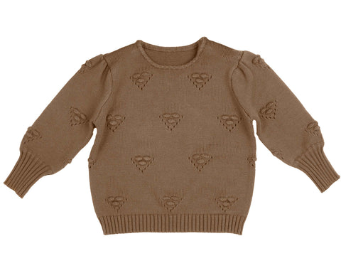 Belati Taupe Bubble Detail Knit Top