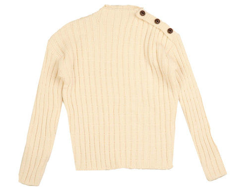 Belati Cream Shoulder Button Chunky Knit