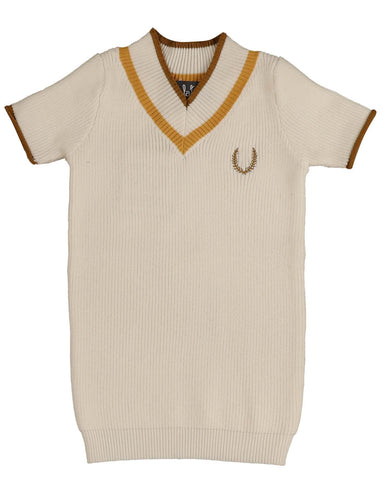 Belati Ivory Neck Stripe Emblem SS Knit