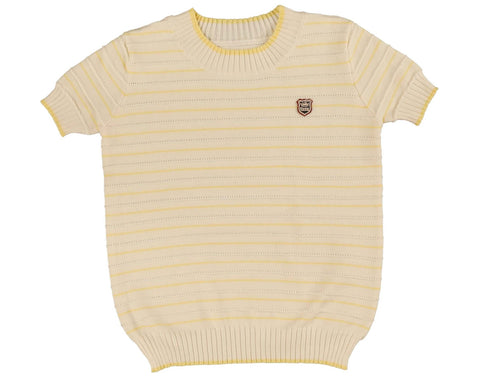 Belati Pale Yellow Textured Stripe Pointelle Knit