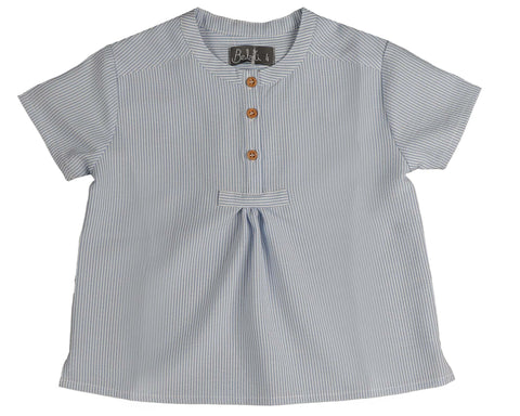 Belati Light Blue Striped Seersucker Shirt